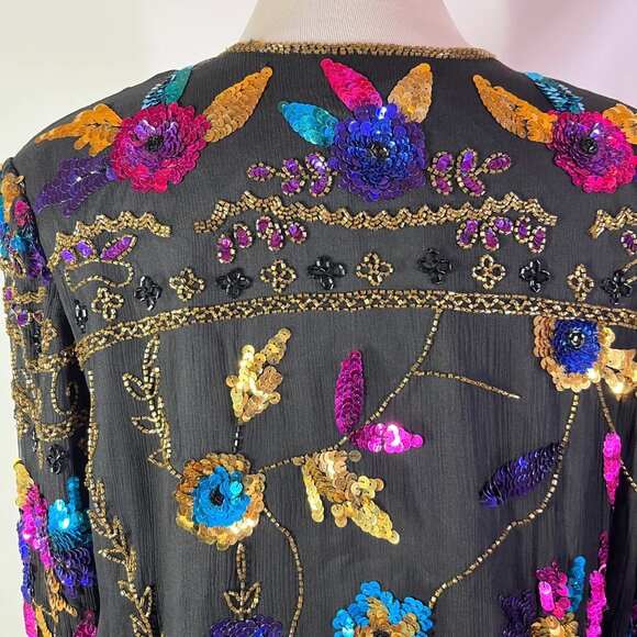 Vintage Drapers & Damons Size XL Silk Jacket Sequins Beading Fancy - Picture 8 of 15
